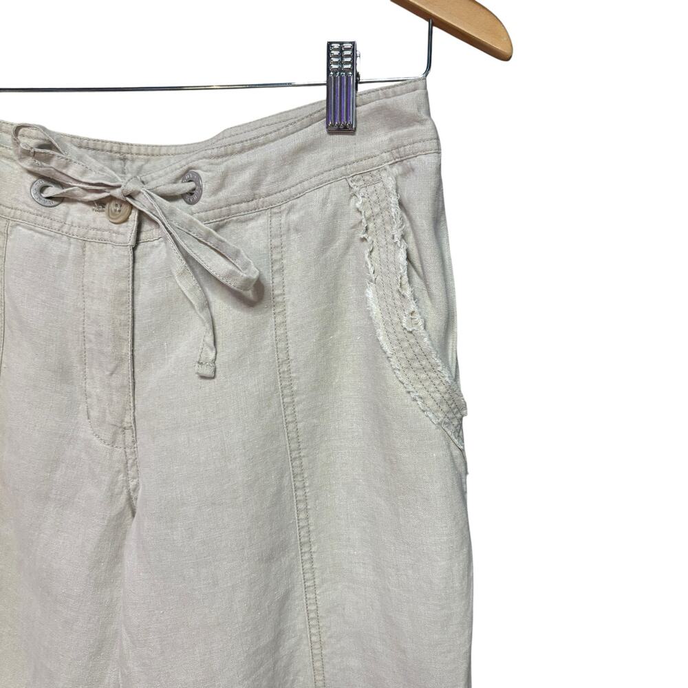 Tommy Bahama Khaki 100% Linen Summer Casual Capri Drawstring Pocket Pants sz 4 - Picture 6 of 7